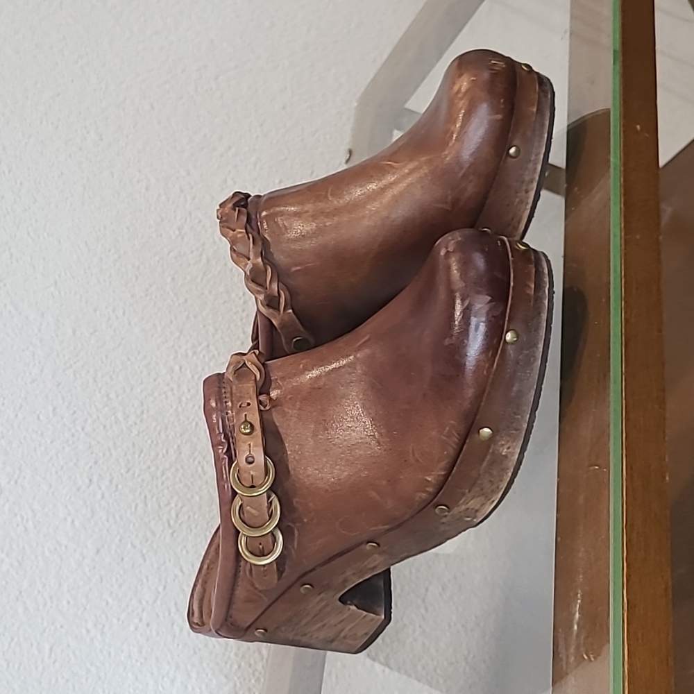 Johnston & Murphy clog mules size 8 brown leather clogs